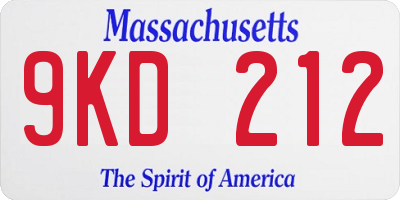 MA license plate 9KD212