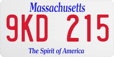 MA license plate 9KD215