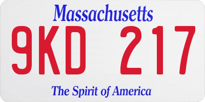 MA license plate 9KD217