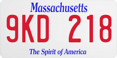 MA license plate 9KD218