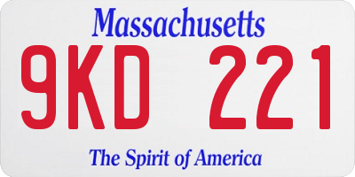 MA license plate 9KD221