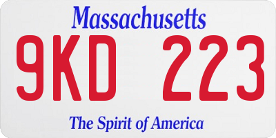 MA license plate 9KD223