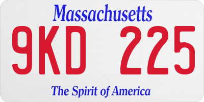 MA license plate 9KD225
