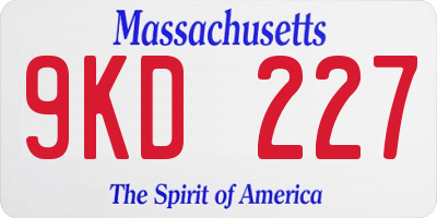 MA license plate 9KD227
