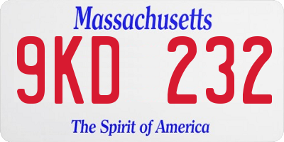 MA license plate 9KD232
