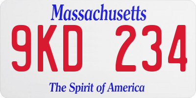 MA license plate 9KD234