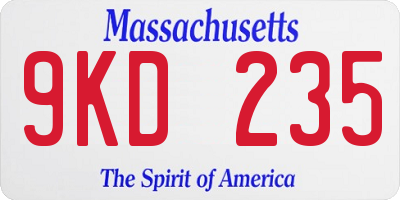 MA license plate 9KD235