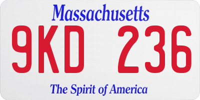 MA license plate 9KD236