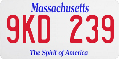 MA license plate 9KD239