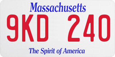 MA license plate 9KD240