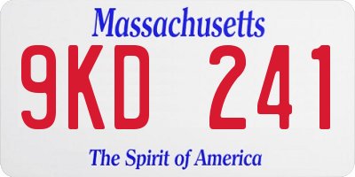 MA license plate 9KD241