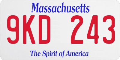 MA license plate 9KD243
