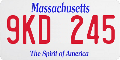 MA license plate 9KD245