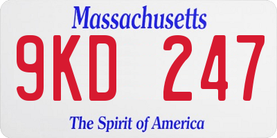 MA license plate 9KD247