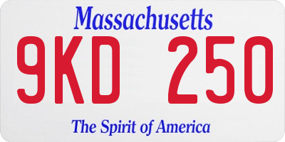 MA license plate 9KD250