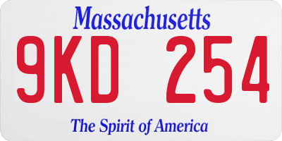 MA license plate 9KD254