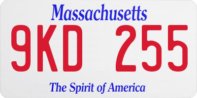 MA license plate 9KD255