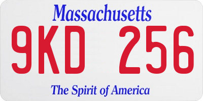 MA license plate 9KD256