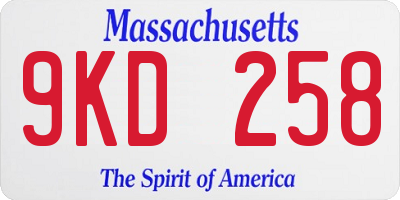 MA license plate 9KD258