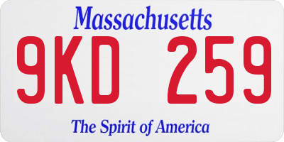 MA license plate 9KD259
