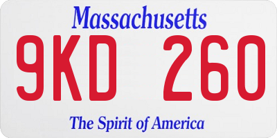 MA license plate 9KD260