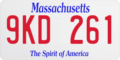 MA license plate 9KD261