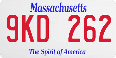 MA license plate 9KD262