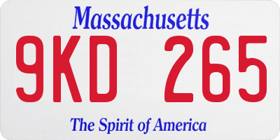 MA license plate 9KD265