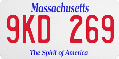 MA license plate 9KD269