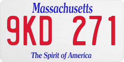 MA license plate 9KD271