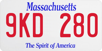 MA license plate 9KD280