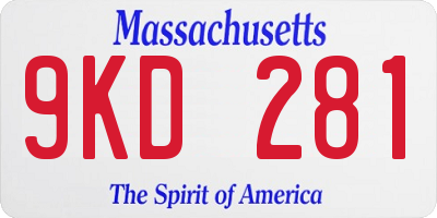 MA license plate 9KD281