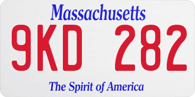 MA license plate 9KD282
