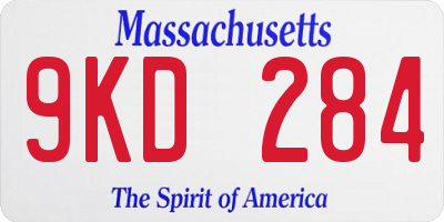 MA license plate 9KD284