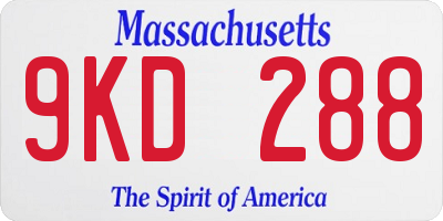 MA license plate 9KD288