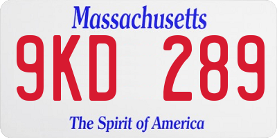 MA license plate 9KD289
