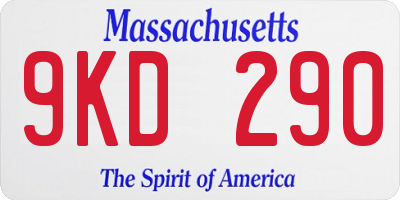MA license plate 9KD290