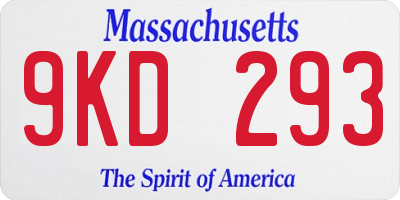 MA license plate 9KD293