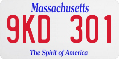 MA license plate 9KD301