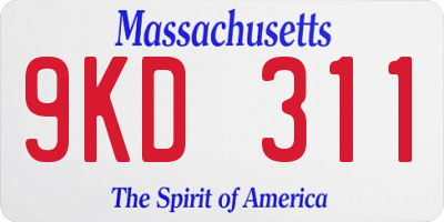 MA license plate 9KD311