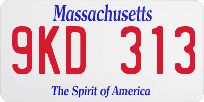 MA license plate 9KD313