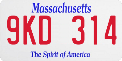 MA license plate 9KD314