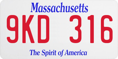 MA license plate 9KD316