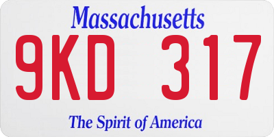 MA license plate 9KD317