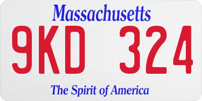 MA license plate 9KD324