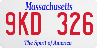 MA license plate 9KD326