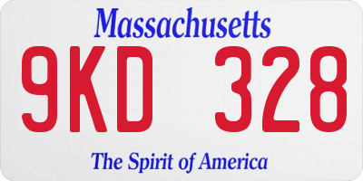MA license plate 9KD328