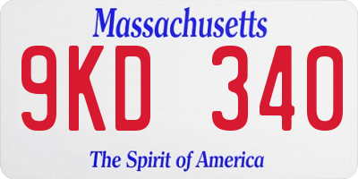 MA license plate 9KD340