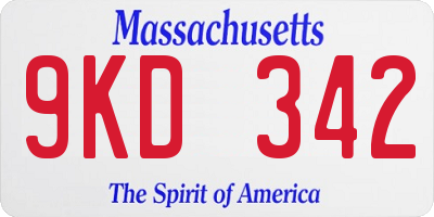 MA license plate 9KD342