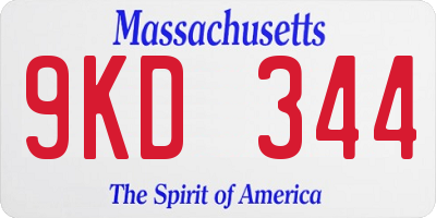 MA license plate 9KD344